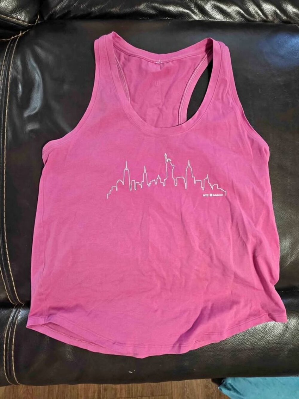 Lululemon Pink Racerback Tank Top New York City Skyline Graphic XL size